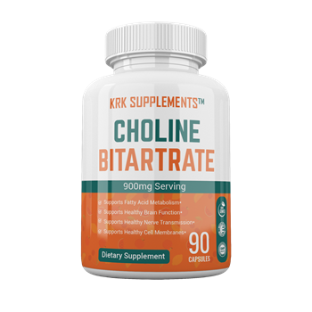 Choline Bitartrate 900mg per serving 90 Capsules KRK Supplements