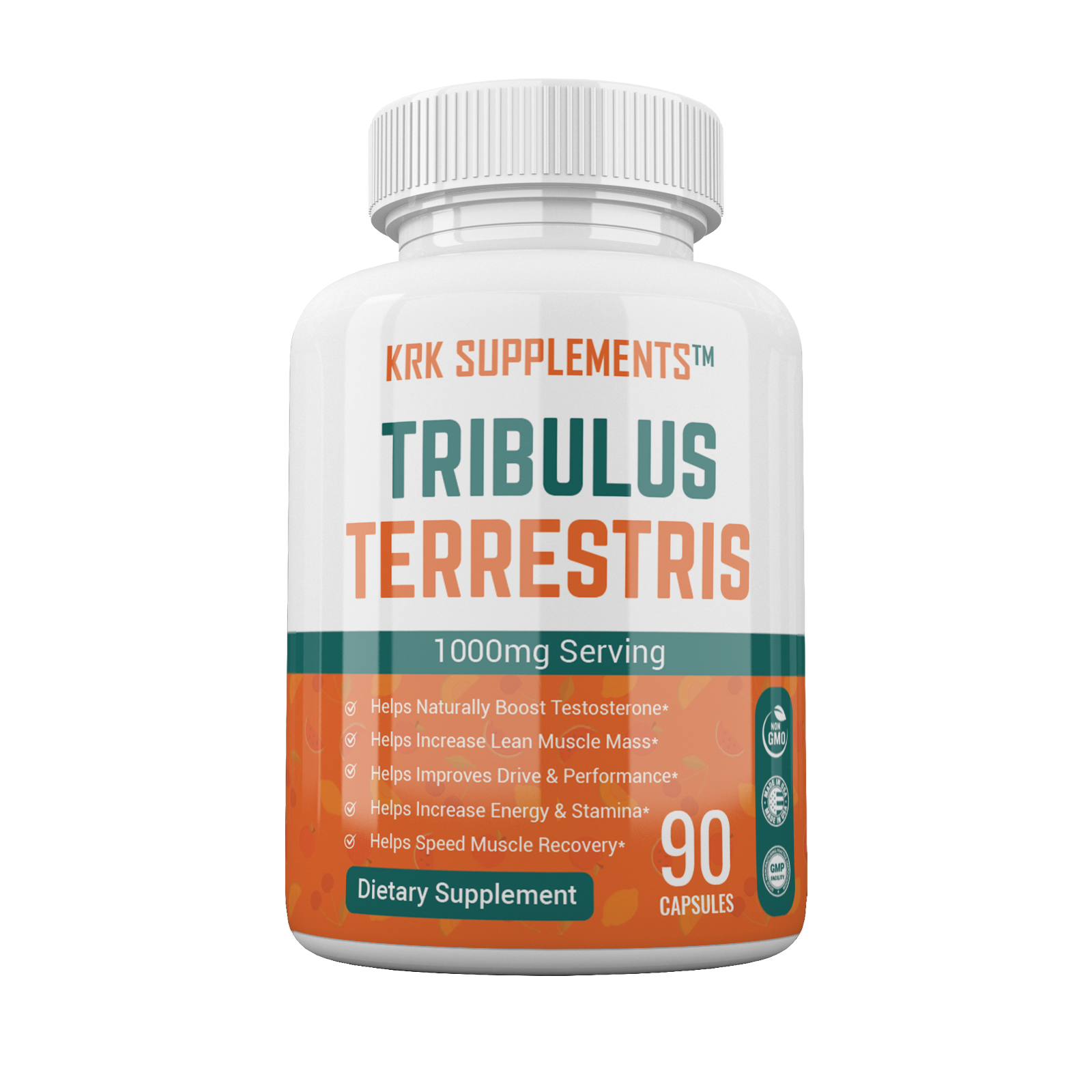 1 Bottle Tribulus Terrestris 1000mg per serving 90 Capsules KRK Supplements 